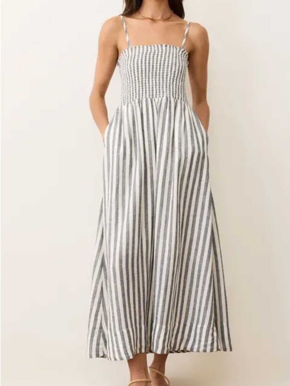 Marine Layer striped smocked sundress India ink stripe small